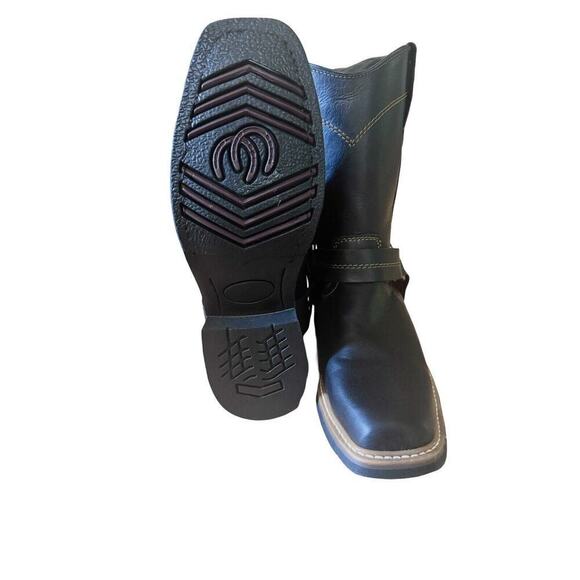 Mens Cowboy Biker Harness Black Leather Boots Handmade 8D main image 5